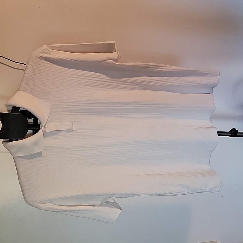 Men's Claiborne Ribbed Polo Shirt,  Color Off White, Size L